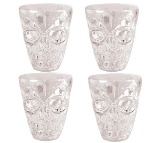 Plastový panák - Halloween lebka 4 ks