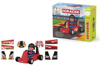 Igráček Závodník - figurka s červenou motokárou