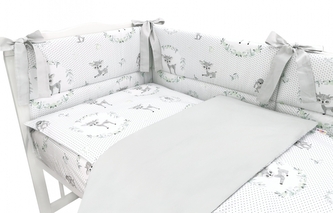 BABY NELLYS 3-dílná sada Mantinel s povlečením, Koloušek, šedá, 135x100 cm; 120x90