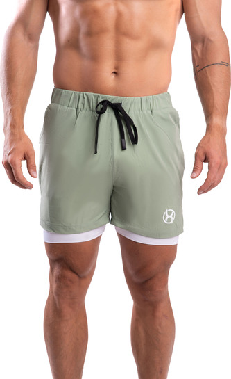 BrainMax pánské 2v1 kraťasy, zelené