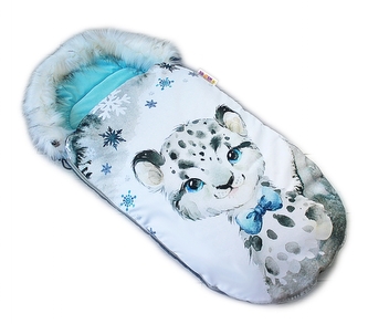 Fusak Baby Nellys Winter Friends Lux velvet s kožešinkou, 105x55 cm - gepardík/tyrkys