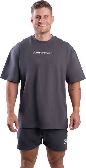 BrainMax bavlněné oversized triko & kraťasy set, tmavě šedá