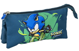 Trojitý penál na tužky Sonic Prime: Rychlost (23 x 22 x 2 cm)