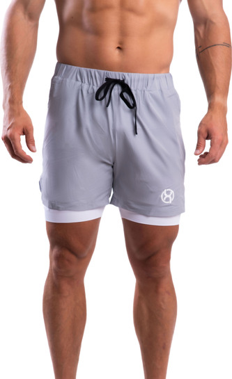 BrainMax pánské 2v1 kraťasy, šedé