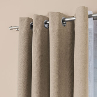 Dekorační zatemňující závěs SUPER BLACKOUT s kroužky světle béžová color 015 (cena za 1 kus) 140x250 cm  100% stínění Mybesthome