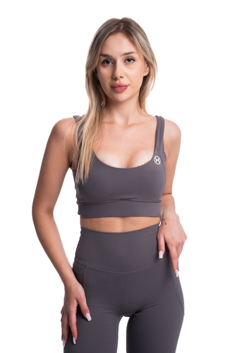 BrainMax dámský sportovní top s výstřihem, šedý