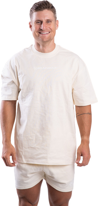 BrainMax bavlněné oversized triko & kraťasy set, krémová