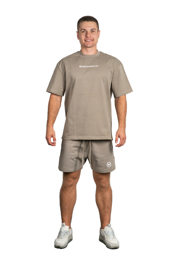 BrainMax bavlněné oversized triko & kraťasy set, šedá