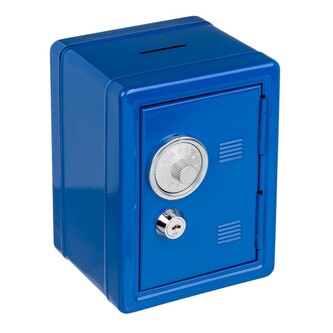 Pokladnička trezor 16 x 11,5 x 10 cm, barva modrá