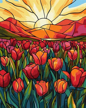 Malowanie po numerach - Pole tulipanów 40x50cm