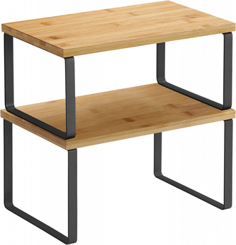 Vasagle, Bambusové poličky 2ks, černá