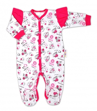 Baby Nellys Overálek Beruška s volánkem, zapínání uprostřed, bílý, vel. 62; 62 (2-3m)