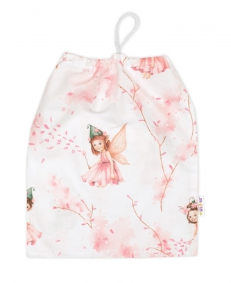 Pytlík na přezůvky 40x32cm, bavlna, Elfí Víla bílá/růžová