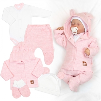 Pletená sada oblečení pro miminko, Star 5D - růžová, vel. 68; 68 (3-6m)