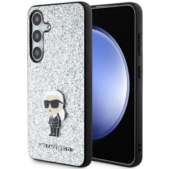 Etui Karl Lagerfeld Fixed Glitter Ikonik Logo Metal Pin na Samsung Galaxy S24+ - srebrne