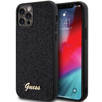 Etui Guess Disco Metal Script na iPhone 12/12 Pro - czarne