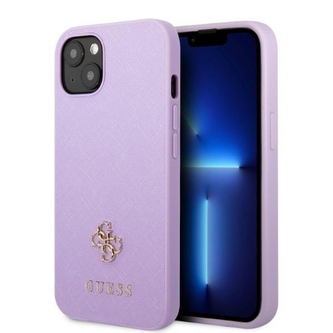 Etui Guess Saffiano 4G Small Metal Logo na iPhone 13 mini - purpurowe