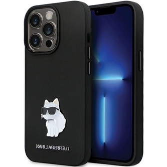 Etui Karl Lagerfeld Silicone Choupette Metal Pin na iPhone 14 Pro - czarne
