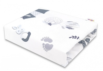 Baby Nellys Dětské bavlněné prostěradlo do postýlky, New Love Baby - modré; 120x60