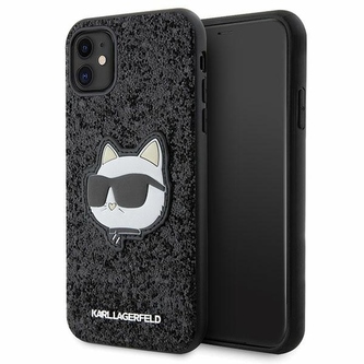 Etui Karl Lagerfeld Glitter Choupette Patch na iPhone 11 / Xr - czarne