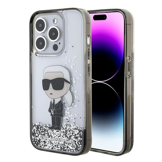 Etui Karl Lagerfeld Liquid Glitter Ikonik do iPhone 15 Pro Max - przezroczyste