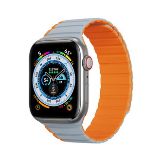 Magnetyczny pasek Apple Watch SE, 9, 8, 7, 6, 5, 4, 3, 2, 1 (41, 40, 38 mm) Dux Ducis Strap (LD Version) - szaro-pomarańczowy