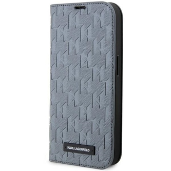 Etui Karl Lagerfeld Saffiano Monogram na iPhone 14 Pro Max - srebrne