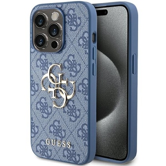 Etui Guess 4G Big Metal Logo na iPhone 15 Pro - niebieskie