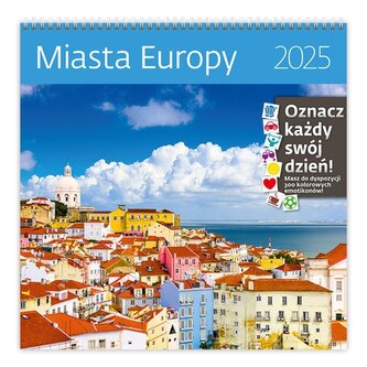 Kalendarz 2025 ścienny 30x30cm Miasta Europy HELMA Kalendarz 2025 ścienny 30x30cm Miasta Europy HELMA