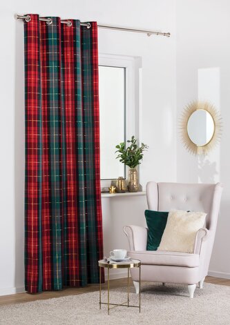 Vánoční dekorační závěs s kroužky TARTAN červená/zelená 140x260 cm (cena za 1 kus) MyBestHome