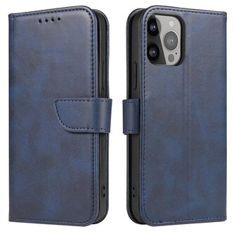 Magnet Case elegancki futerał etui pokrowiec z klapką i funkcją podstawki iPhone 14 Plus niebieski