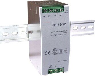 Průmyslový zdroj Carspa DR-75-12, 12V=/75W, spínaný na DIN lištu