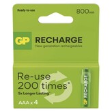 Nabíjecí baterie GP Recharge 800 AAA (HR03), 4kusy --CENA BLISTR--