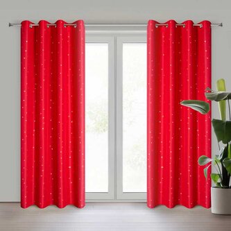 Vánoční dekorační závěs s kroužky NATALE II. červená 140x250 cm (cena za 1 kus) MyBestHome