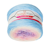 Příze SpagoYarn Rainbow - fialová, růžová, modrá - 250g / 1000 m
