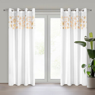 Vánoční dekorační závěs s kroužky GOLDEN II. bílá 140x250 cm (cena za 1 kus) MyBestHome