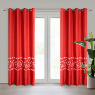 Vánoční dekorační závěs s kroužky HOLLY velvet červená 140x250 cm (cena za 1 kus) MyBestHome