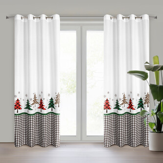 Vánoční dekorační závěs s kroužky FOREST velvet bílá 140x250 cm (cena za 1 kus) MyBestHome