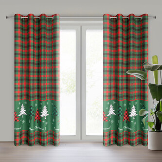 Vánoční dekorační závěs s kroužky MILES micro zelená 140x250 cm (cena za 1 kus) MyBestHome