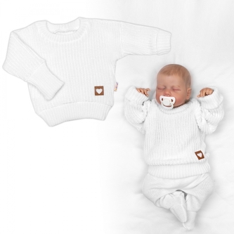 Rostoucí oversize pletený svetřík pro miminko, bílé, 68/74; 68/74 (6-9m)