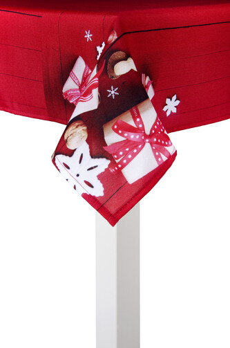 Vánoční ubrus - běhoun na stůl HOLLY CHRISTMAS červená 35x180 cm