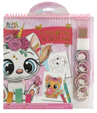 Omalovánky s razítky a washi páskami 28x21 cm Kočky