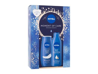 Nivea Moment Of Care sprchový gel Creme Care 250 ml + tělové mléko Rich Nourishing 250 ml