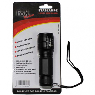 Baterka Fox 3 Watt LED mini Fokus 11 cm - černá