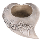 Srdce pietní s růžemi, na čajovou/LED svíčku, polyresin, barva šedá.