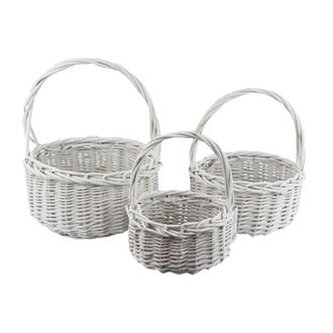Proutěný košík bílý, 3 ks P2218