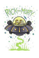 Umělecký tisk Rick a Morty - Vesmírná loď, 26.7 × 40 cm
