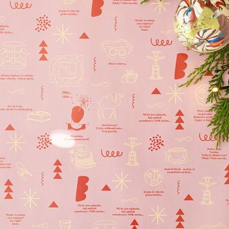 Vánoční balicí papír Pelíšky růžový - Limited edition 68 x 47 cm