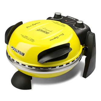 Pizza trouba G3ferrari, G1000605 Delizia, žlutá, časovač, žáruvzdorný kámen, průměr 31 cm, 1 200 W