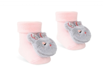 Kojenecké froté ponožky Zajíček, světle růžové; 56-68 (0-6 m)